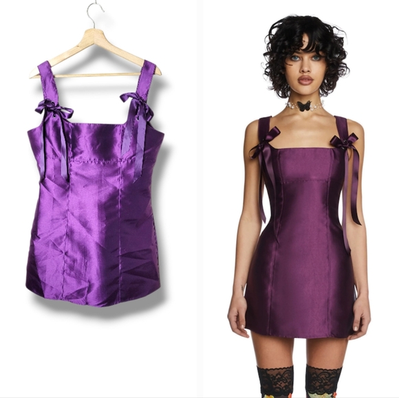 Current Mood Pixie Stardust Mini Dress In Purple Dolls Kill NWT L Whimsigoth - Picture 2 of 8